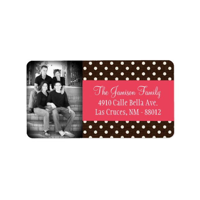 Personalised Custom Photo Brown Polk Mailing Label (Front)