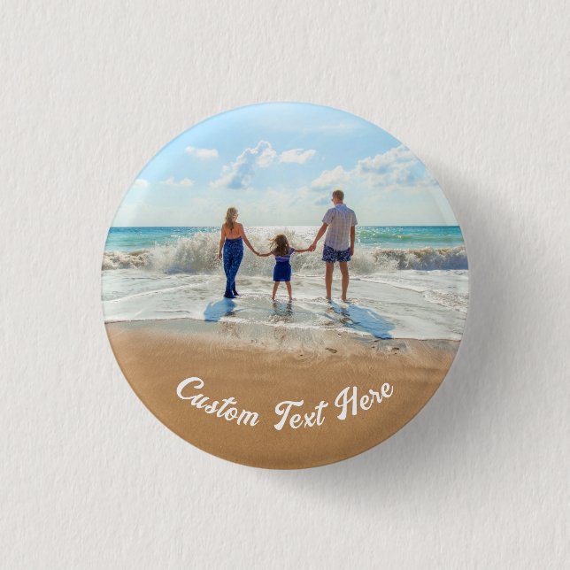 Personalised Custom Photo Button with Text (Front)