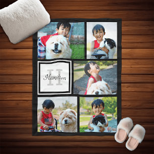 Personalised Custom Photo Collage Monogrammed Gift Fleece Blanket