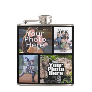 Personalised Custom Photo Collage Montage Hip Flask