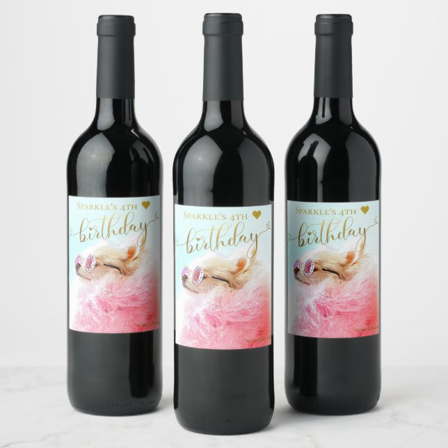 Personalised Custom Photo Dog Birthday Party Wine Label (Bottles)