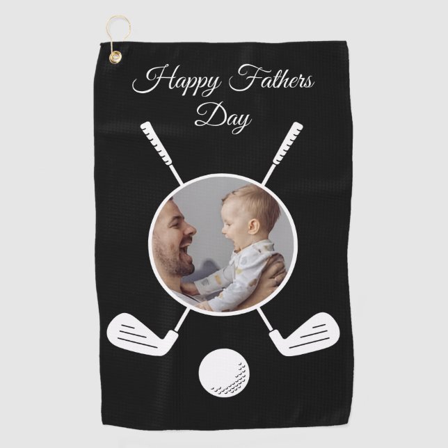 Personalised Custom Photo Fathers Day Golf Towel (Front)
