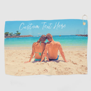 Personalised Custom Photo Golf Towel with Text
