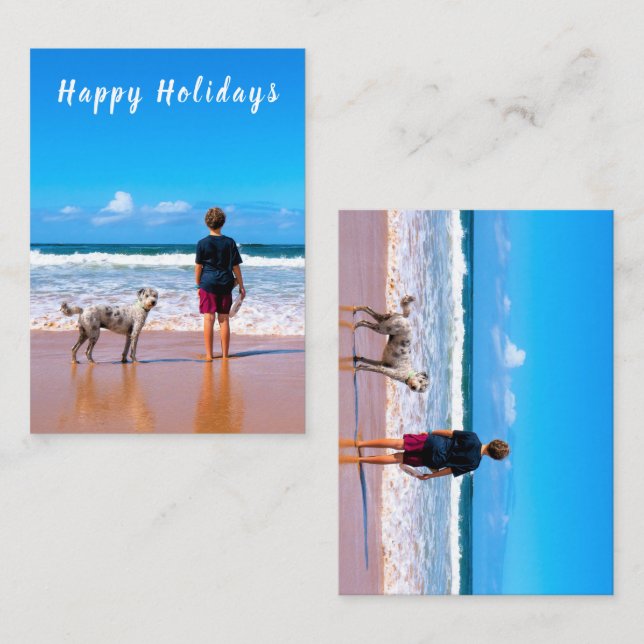 Personalised Custom Photo Happy Holidays Cards (Front/Back)