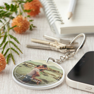 Personalised Custom Photo Happy You And Me In Love Key Ring