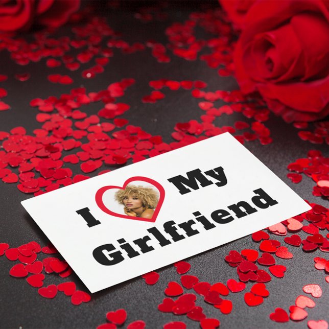 Personalised Custom Photo I Love My Girlfriend Rectangular Sticker (Creator Uploaded)