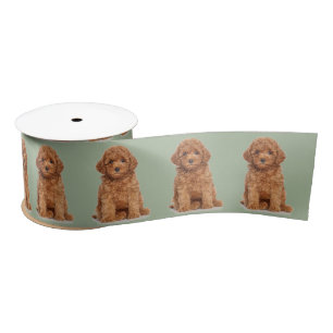 Personalised Custom photo image laurel green Satin Ribbon