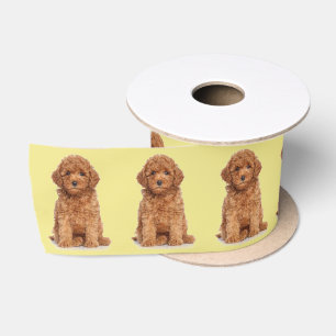 Personalised custom photo image logo light khaki satin ribbon