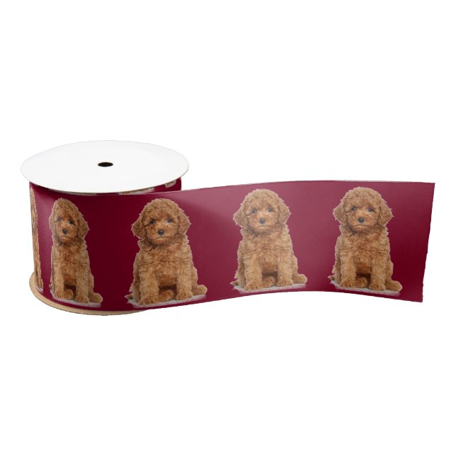 Personalised custom photo image picture burgundy satin ribbon (Spool)