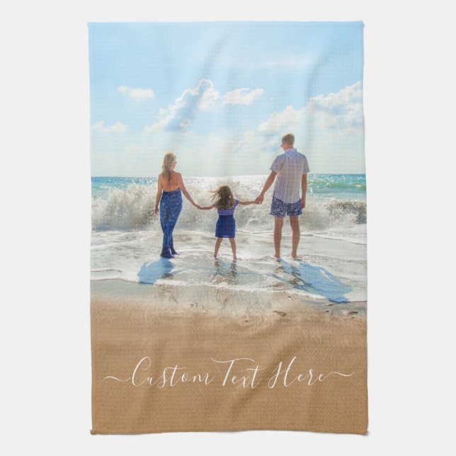 Personalised Custom Photo Kitchen Towel with Text (Vertical)