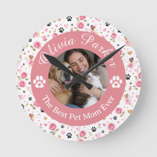 Personalised Custom Photo & Name Pet Lover Round Clock