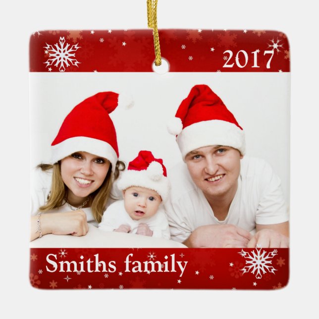 Personalised Custom Photo Ornament with Snowflakes (Front)