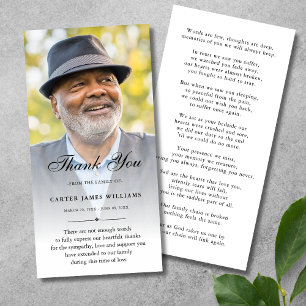 Personalised Custom Photo Sympathy Thank You Death Card
