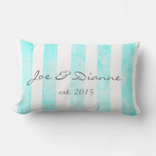 personalised custom pillow with blue stripes