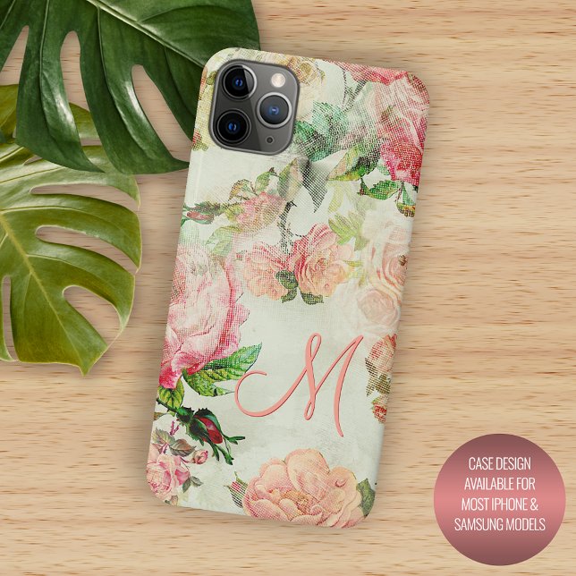 Personalised Custom Pink Floral Rose Pattern Case-Mate iPhone Case (Creator Uploaded)