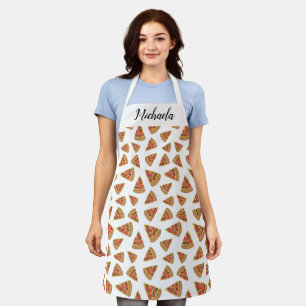 Personalised Custom Pizza Slice Pattern White Apron