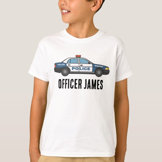Personalised Custom Police Car with Siren For Boy  T-Shirt (Front)
