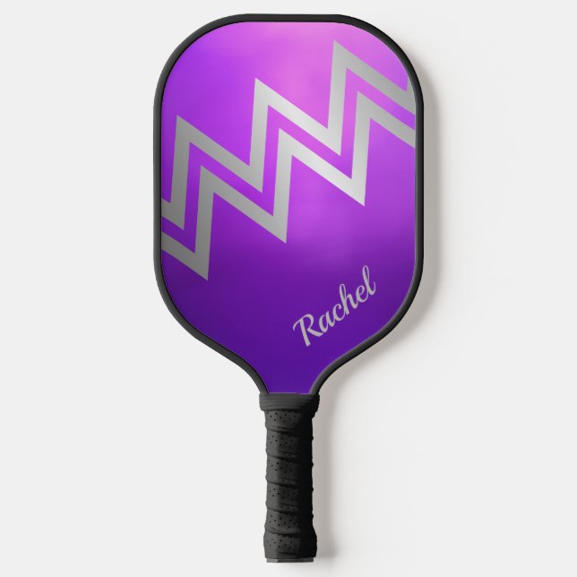 Personalised Custom Purple & Silver Pickleball Paddle (Front)