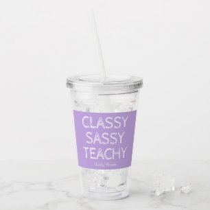 Personalised Custom Purple Teacher Gift Idea Acrylic Tumbler