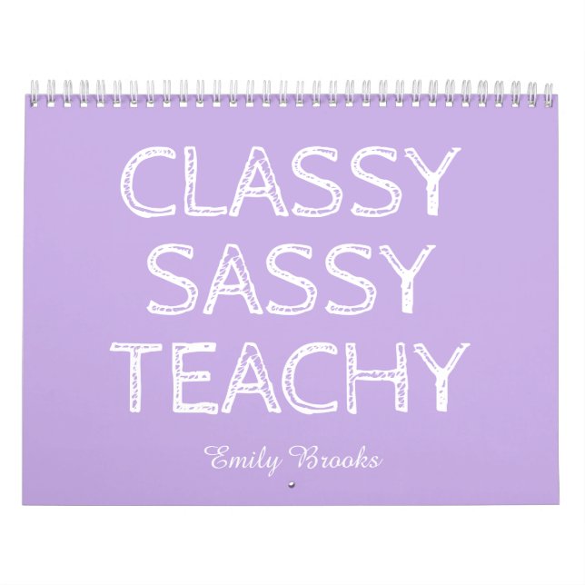 Personalised Custom Purple Teacher Gift Idea Calendar (Cover)