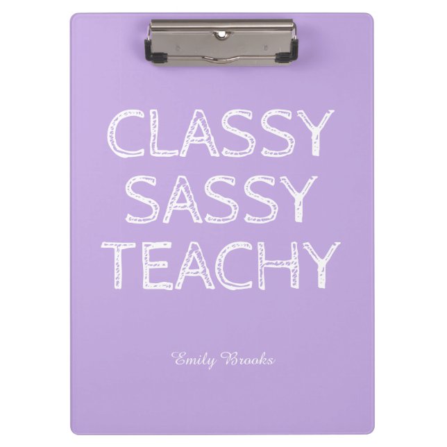 Personalised Custom Purple Teacher Gift Idea Clipboard (Front)