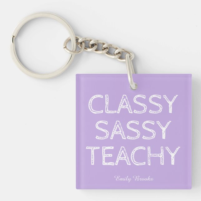 Personalised Custom Purple Teacher Gift Idea Key Ring (Front)