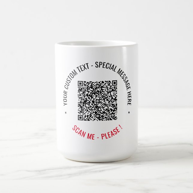 Personalised Custom QR Code and Text Coffee Mug (Center)