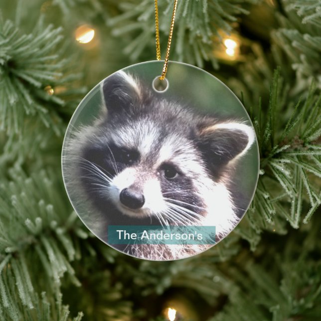 Personalised Custom Racoon Photo Ceramic Tree Decoration (Tree)