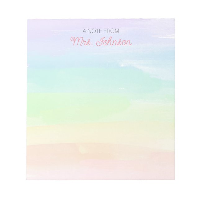 Personalised Custom Rainbow Teacher's Gift Notepad (Front)
