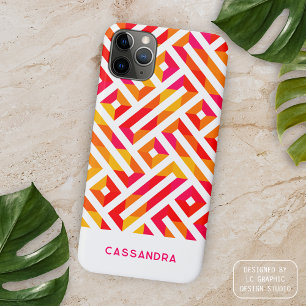 Personalised Custom Red Pink Orange Retro Art iPhone 16 Pro Max Case