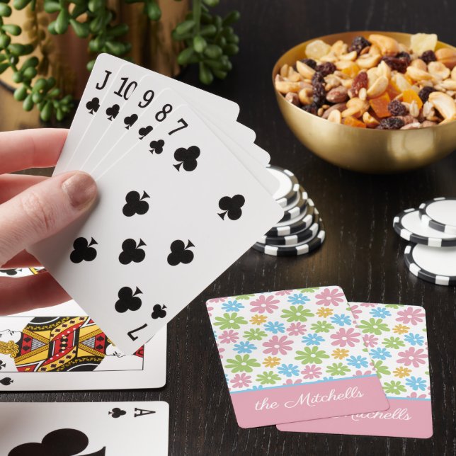 Personalised Custom Retro Flower Art Playing Cards (In Situ)