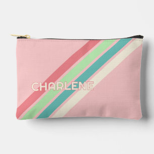 Personalised Custom Retro Striped Makeup Pouch