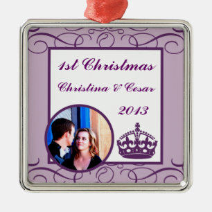 Personalised Custom Royal Purple Crown/Swirls lave Metal Tree Decoration