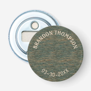 Personalised Custom Rustic Grey Blue Wood Pattern Bottle Opener