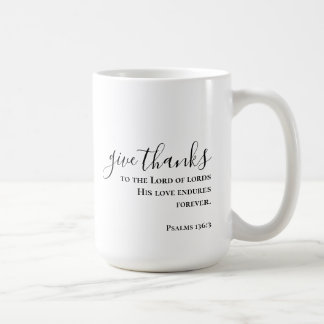 Personalised Custom Script Give Thanks Christian Coffee Mug