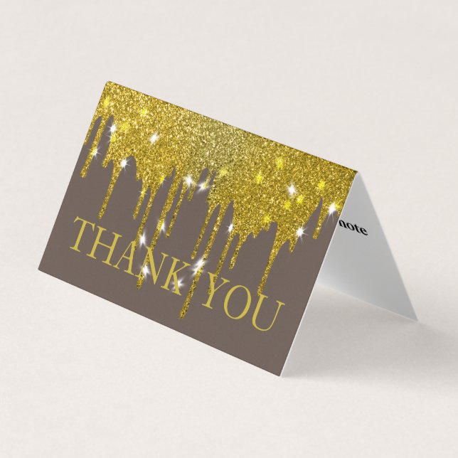 Personalised Custom Simple Glitter Drip Thank You Business Card (Front)