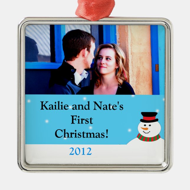 Personalised Custom Snowy Snowman Ornament (Front)
