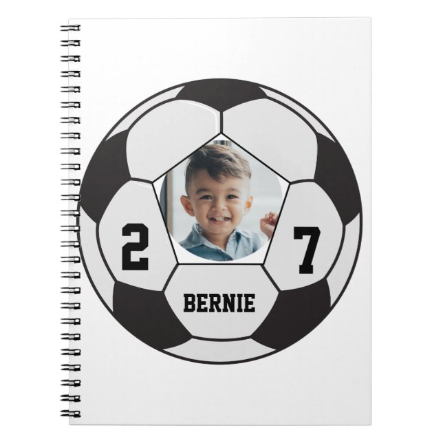 Personalised custom soccer ball player sports team notebook (Front)
