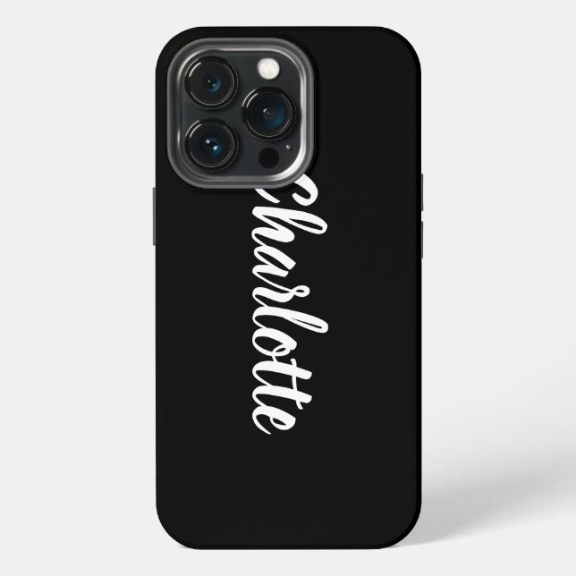 Personalised custom stylish script name black iPhone case (Back)