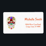 Personalised Custom Sugar Skull Halloween<br><div class="desc">These is spooky,  creepy Halloween address label. This label background Sugar Skull. The orange text is customisable in this easy template. This is the unique address labels to use on your invitations,  greeting cards,  etc. Personalise with your name and other text.</div>
