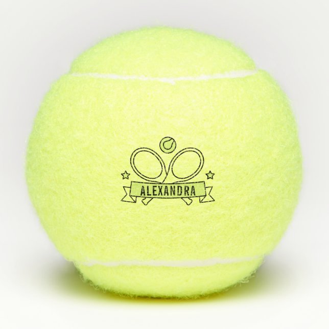 Personalised Custom Tennis Racquet Name  Balls (Front)