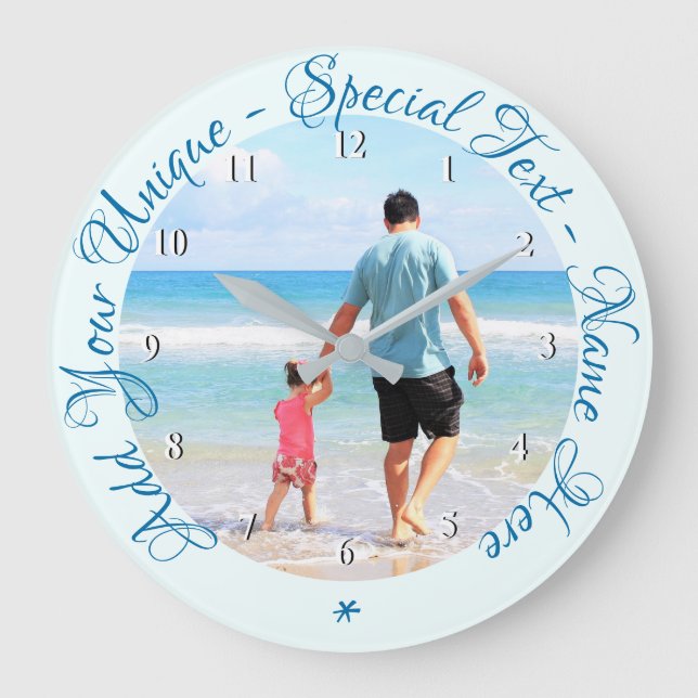 Personalised Custom Text and Your Photo Clock (Front)