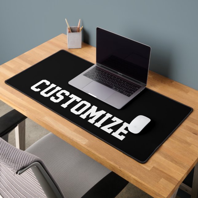 Personalised Custom Text Black and White Desk Mat (Office 2)