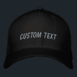 Personalised Custom Text Black Grey Your Words<br><div class="desc">Create your own custom look with this stylish black and grey embroidered baseball cap. Add your unique touch by personalising it with your own text, whether it’s a name, special message, or a memorable quote. This classic cap features a timeless colour palette of black and grey, making it the perfect...</div>