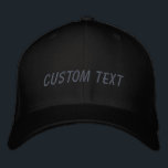 Personalised Custom Text Black Grey Your Words Embroidered Hat<br><div class="desc">Create your own custom look with this stylish black and grey embroidered baseball cap. Add your unique touch by personalising it with your own text, whether it’s a name, special message, or a memorable quote. This classic cap features a timeless colour palette of black and grey, making it the perfect...</div>