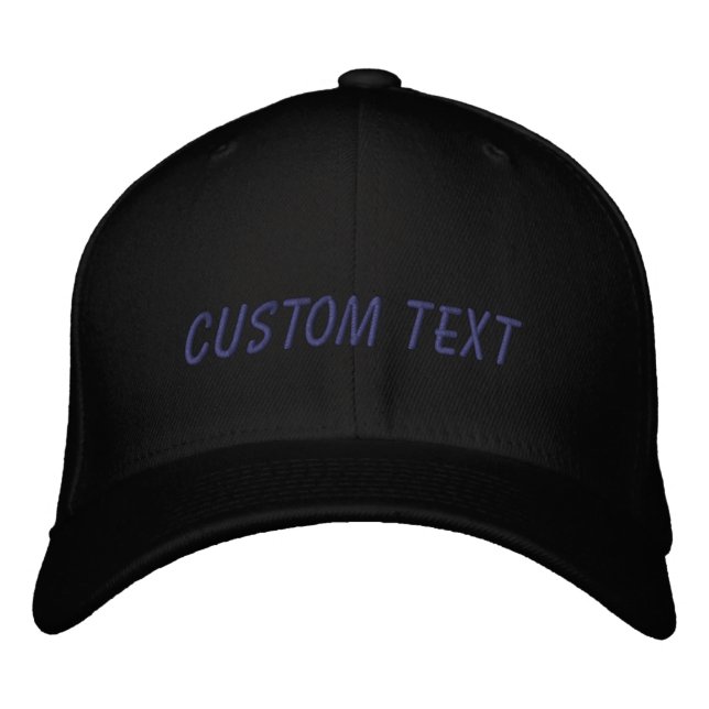 Personalised Custom Text Black Grey Your Words Embroidered Hat (Front)