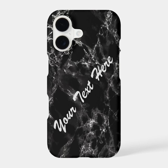 Personalised Custom Text Black Marble iPhone Case (Back)
