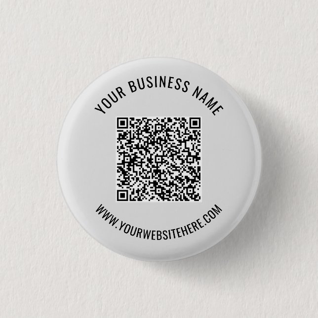 Personalised Custom Text QR Code Button Example (Front)