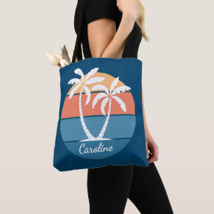 Personalised Custom Tropical Beach Ocean Sunset Tote Bag