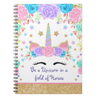 Personalised Custom Watercolor Floral Unicorn Notebook